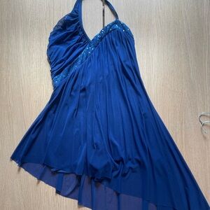 Dance outfit, blue halter adult Medium.